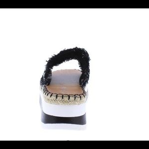 Nature Breeze Shoes - Black Frayed Denim Rhinestone Mule Sandal Nature Breeze Shoes - Black Frayed Denim Rhinestone Mule Sandal
